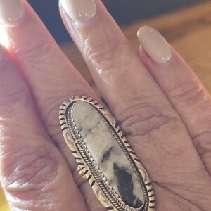 White Buffalo Turquoise Sterling Silver Ring